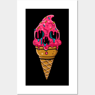 ice cream skull Posters and Art